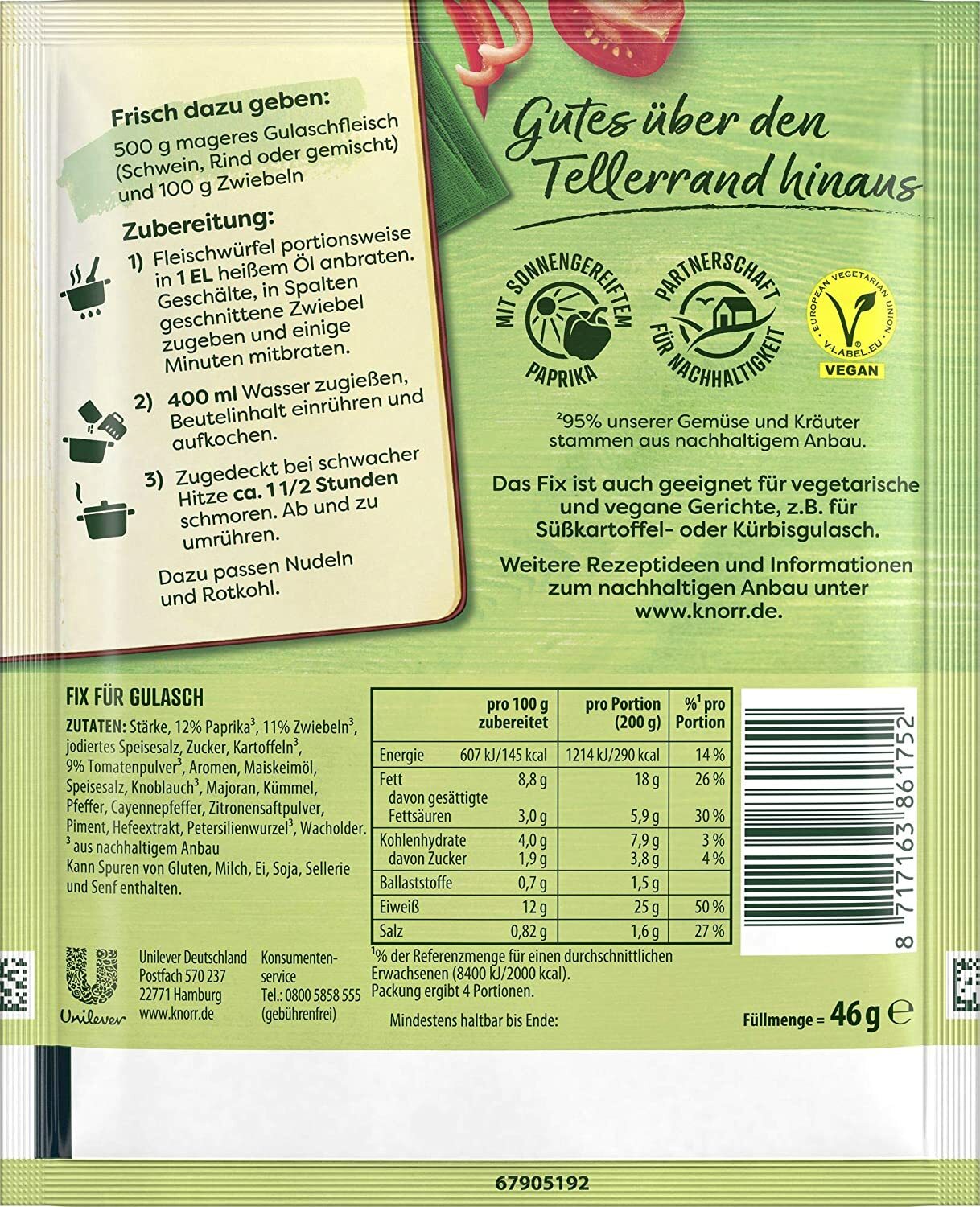 7 Bags Knorr Fix for Gulasch / Goulash Sauce New from Germany