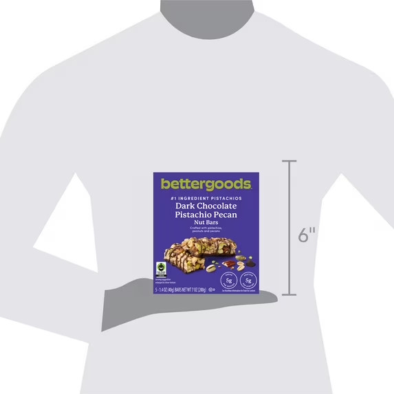 bettergoods Dark Chocolate Pistachio Pecan Nut Bars, 1.4 oz, 5 Count