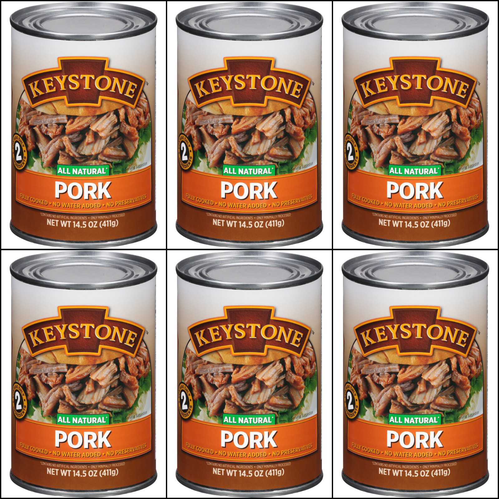 6 Canned Pork, Keystone Meats 🇺🇸USA Made, 14.5 oz Exp 2/2029 Survival Food