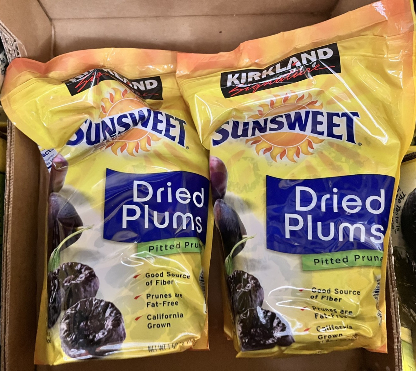 2 Packs Kirkland Signature Sunsweet Dried Plums Pitted Prunes 3.5 lb Each Pack