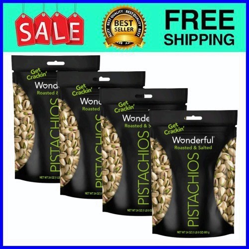 Wonderful Pistachios In-Shell Roasted & Salted 24 oz 4-Pack Fast Ship USA