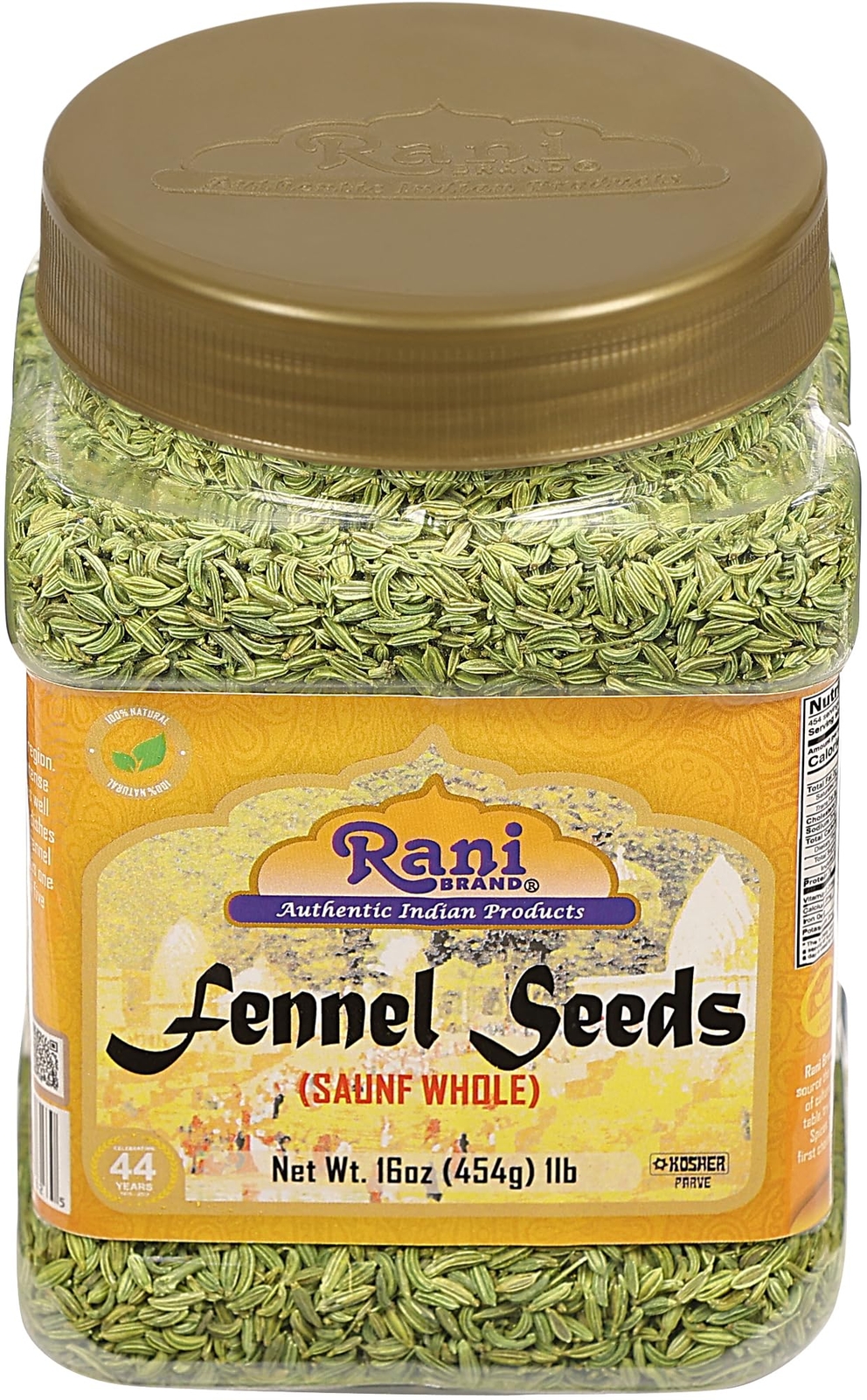 Rani Fennel Seeds (Saunf Sabut) Whole Spice 16oz (1lb) 454g PET Jar