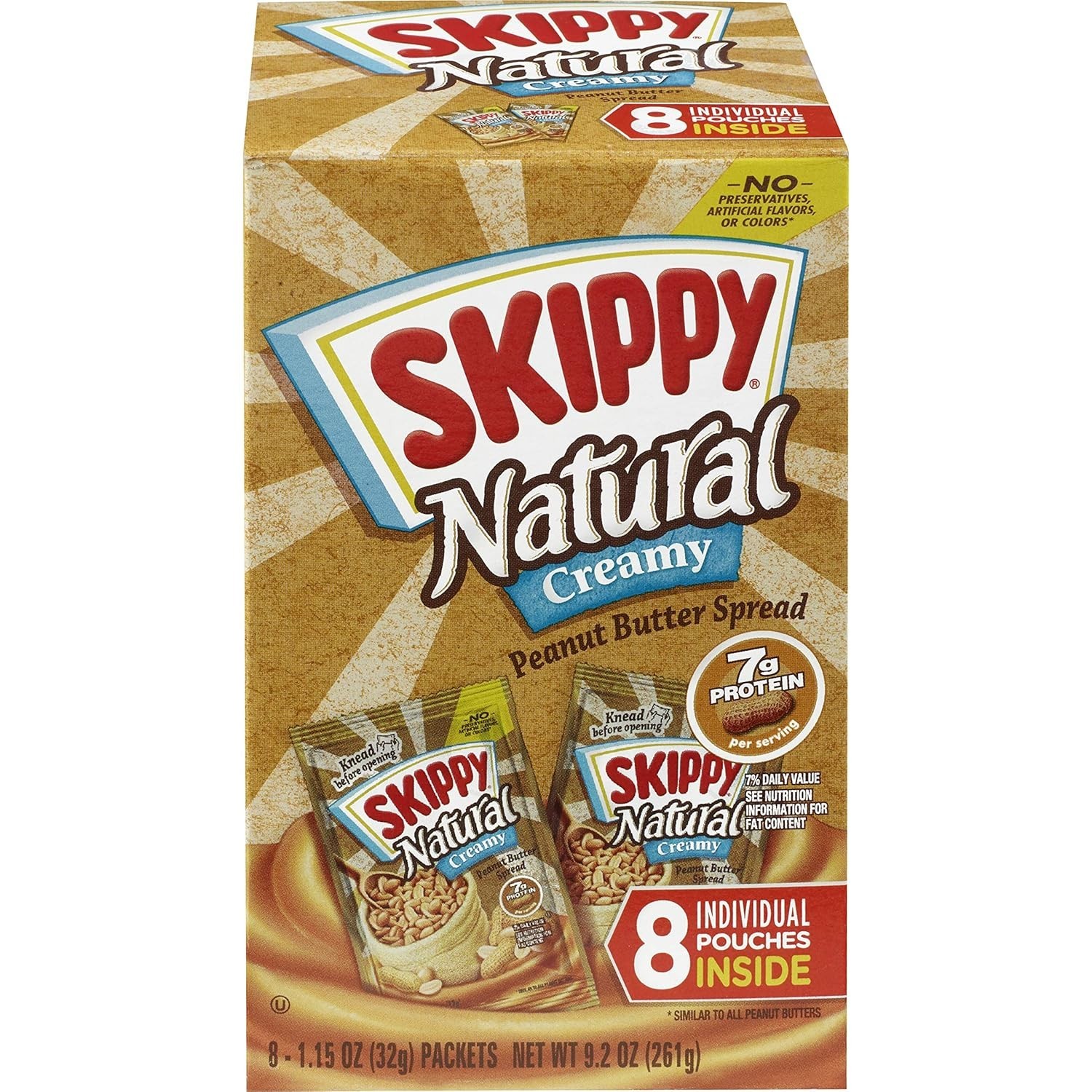 On-the-Go Natural Peanut Butter Spread in Squeeze Packs – 8 Count, Gluten-Free