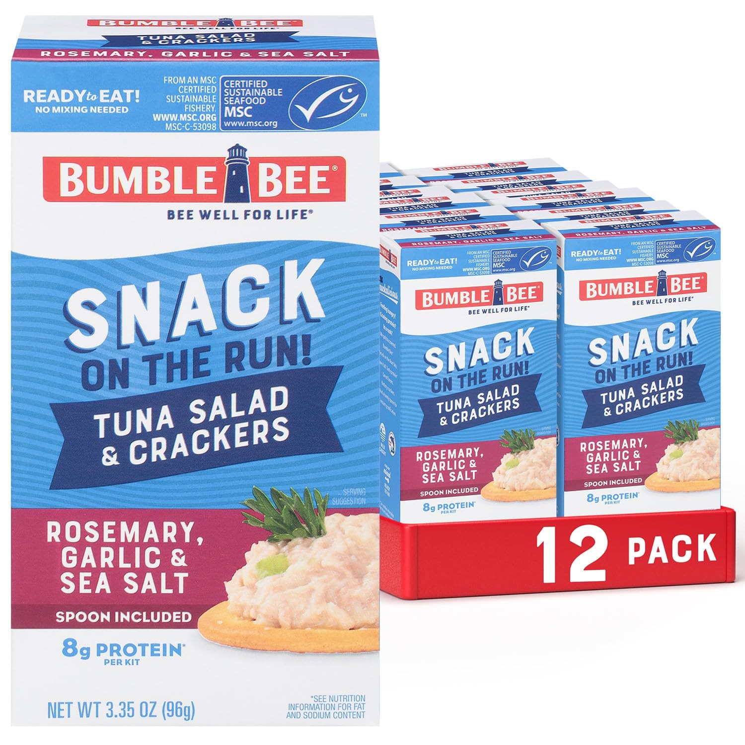 Snack On The Run! Protein Pack, 8g per Box – Rosemary, Garlic, Sea Salt Tuna …