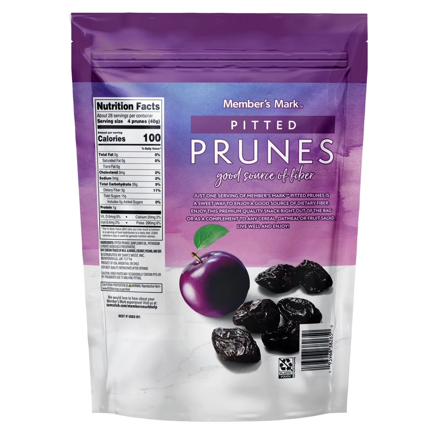 2 PACK – Member’s Mark Dried Pitted Prunes, 40 oz (Total 80 oz) FREE SHIPPING