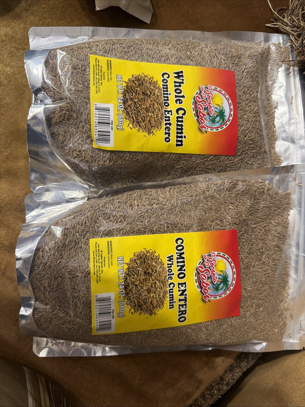 2 Pack El Sabor Whole Cumin Seeds 24 oz Comino Entero Bulk Sealed Exp 2030