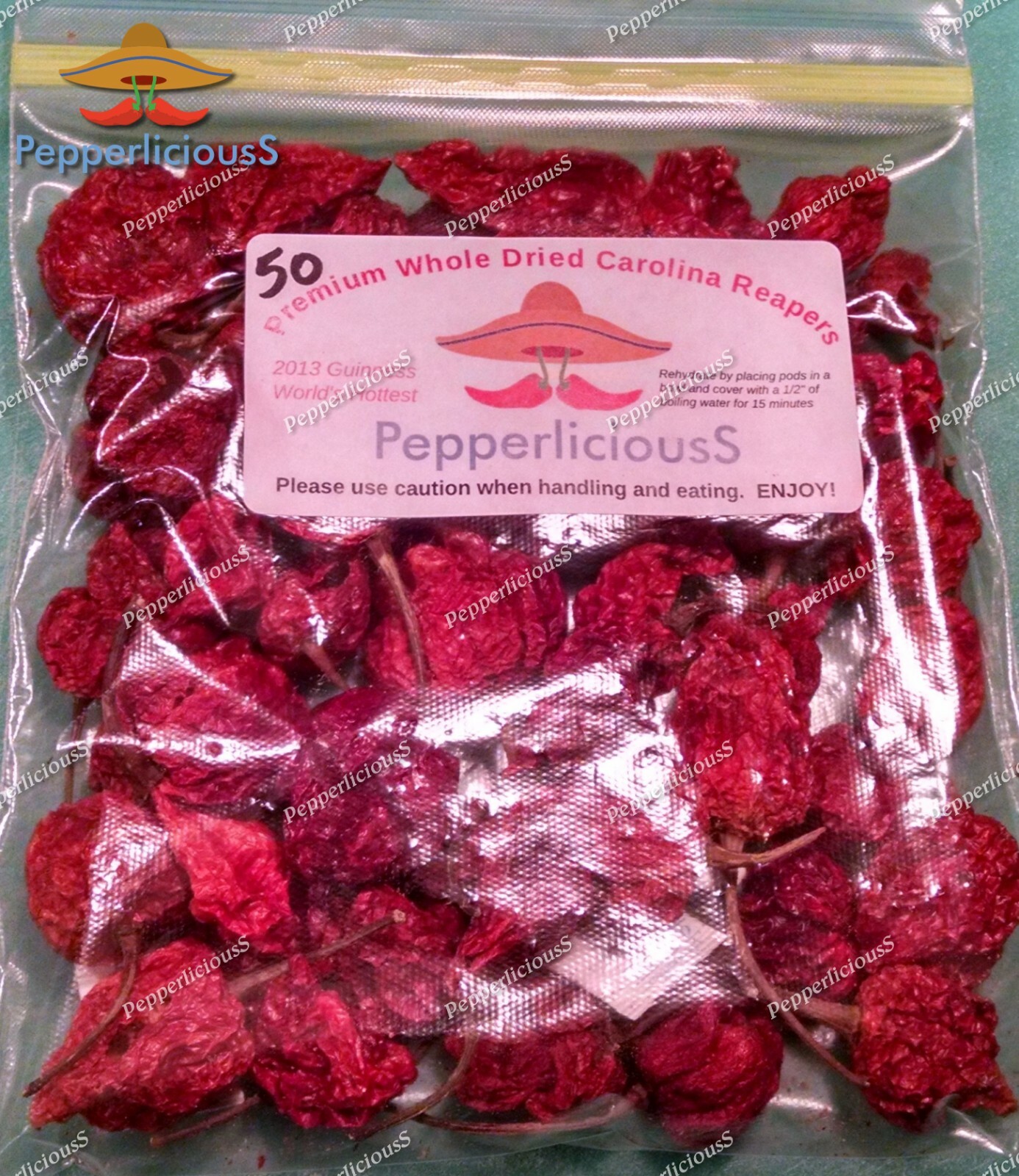 50 DRIED CAROLINA REAPER PEPPER Pods – WORLDS HOTTEST Pepper – Super Hot Quality