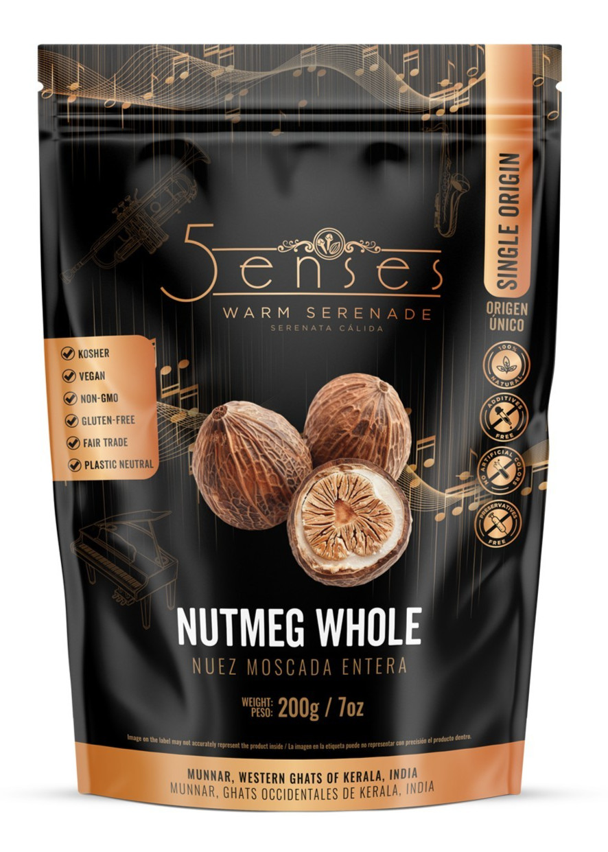 5Senses Nutmeg Whole | Nuez Moscada | Single Origin Non-GMO, Fairtrade
