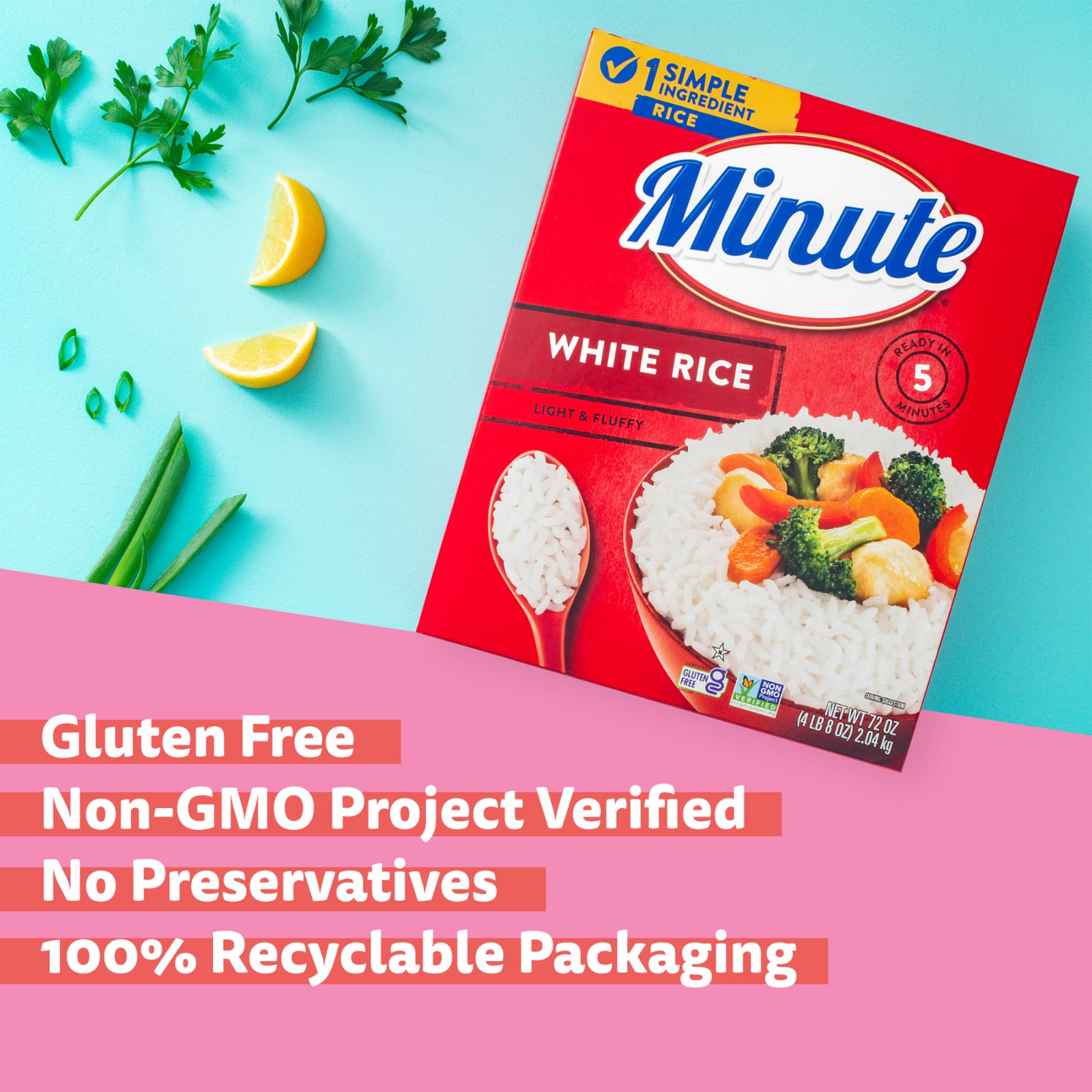 Minute White Rice, Instant White Rice for Quick Dinner Meals, 72-Ounce Box