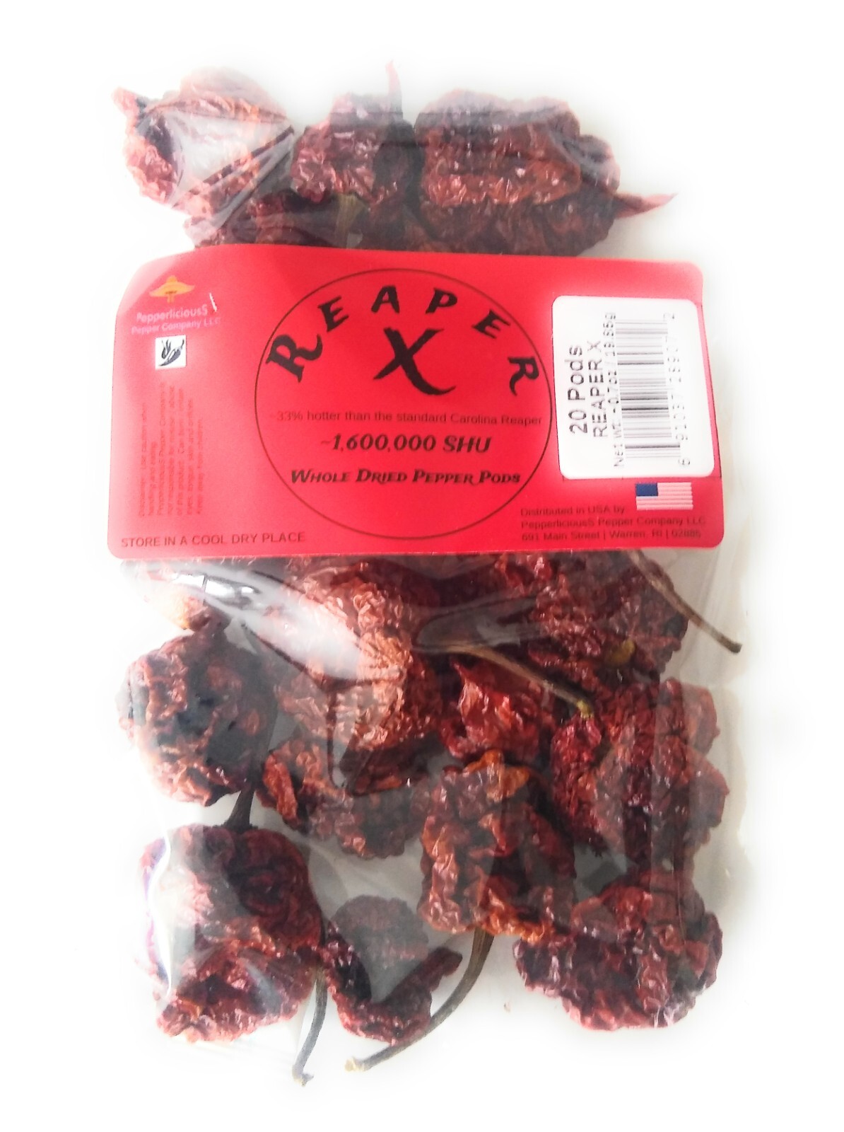 REAPER X 20 WHOLE DRIED PEPPER PODS ~33% hotter than standard Carolina Reaper