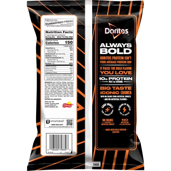 Doritos Sweet & Tangy BBQ Protein Tortilla Chips Savory Snack
