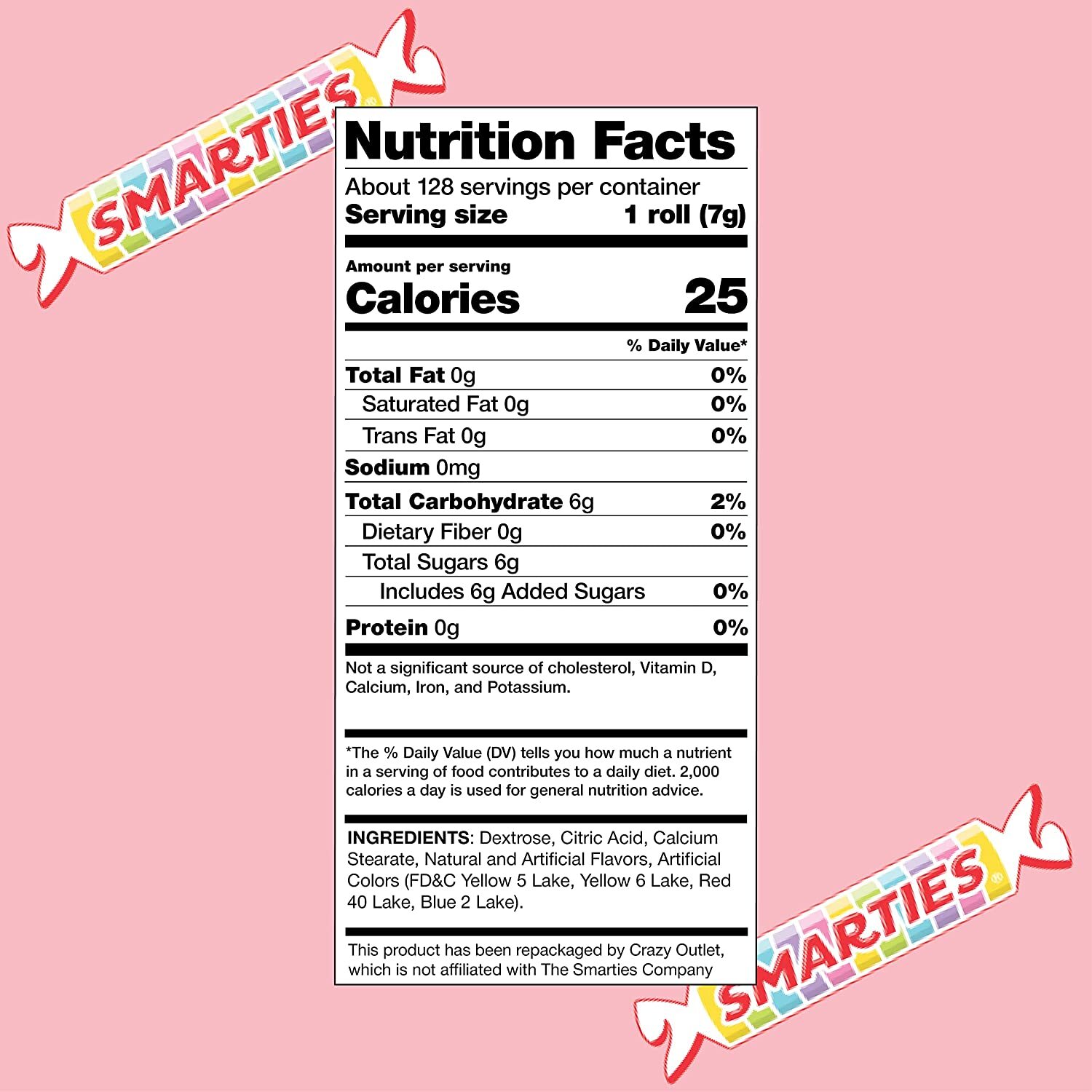 Smarties Hard Candy Rolls, Original Flavor, Individually Wrapped, 2 Lbs