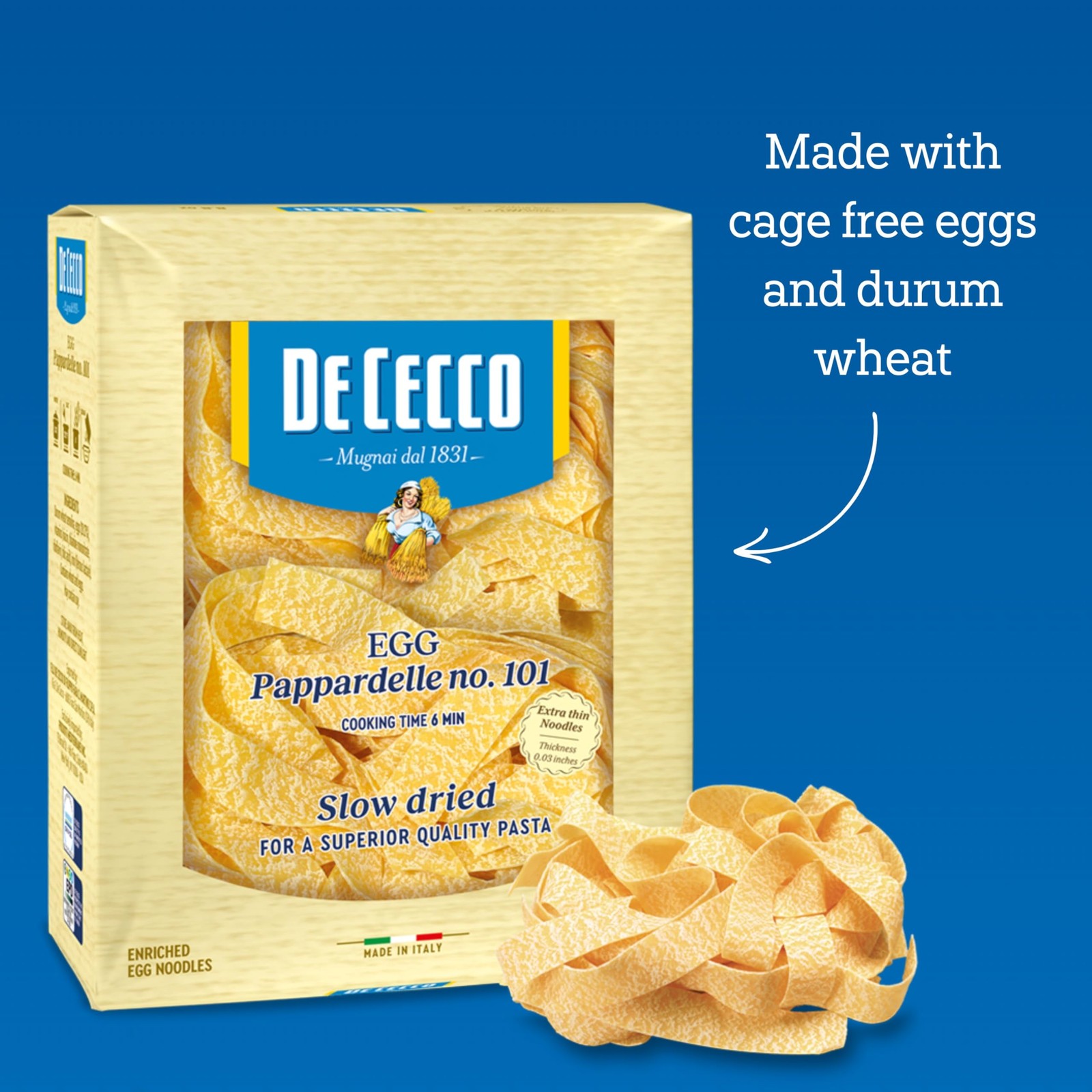 De Cecco Egg Pappardelle No. 101 Pasta, 8.8 Oz, Ounce (Pack of 1)
