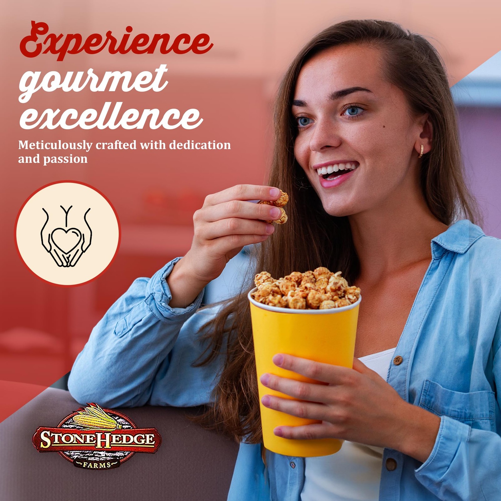 Stonehedge Farms Caramel Flavored Popcorn 32 oz Large Tub for Holidays Christmas