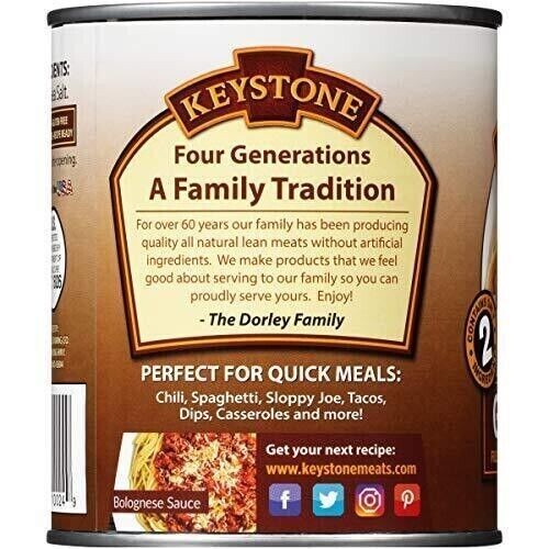 24Can-Keystone Meats All Natural Ground Beef Fully Cooked 28oz No Preservatives✅