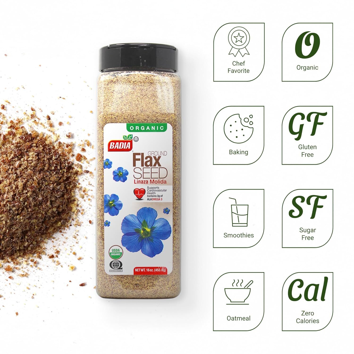 Organic Flax Seed, Ground, 16-Ounce