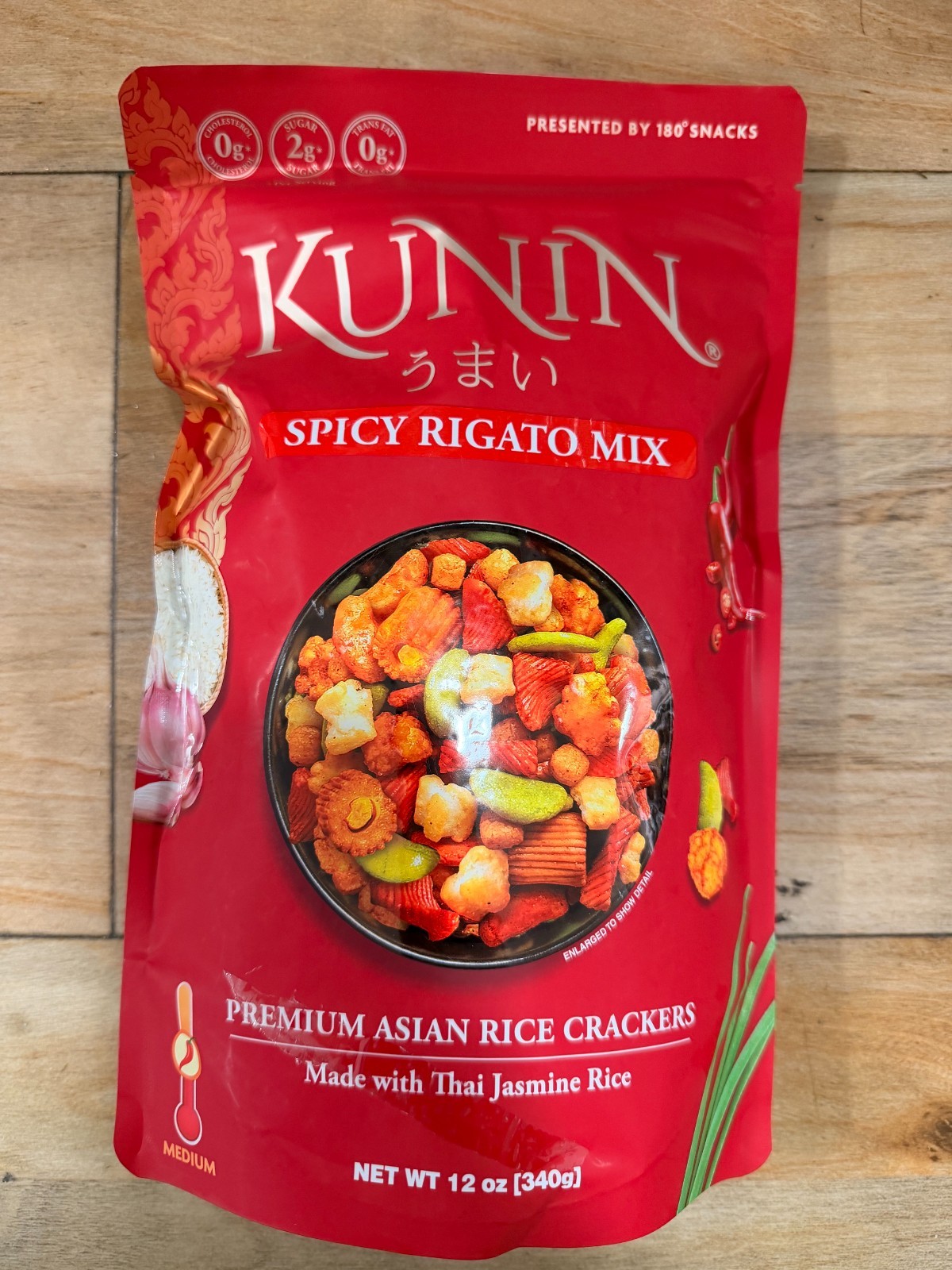 2 Bags – Kunin Spicy Rigato Mix Premium Asian Rice Crackers, 12Oz Each, Exp:2027
