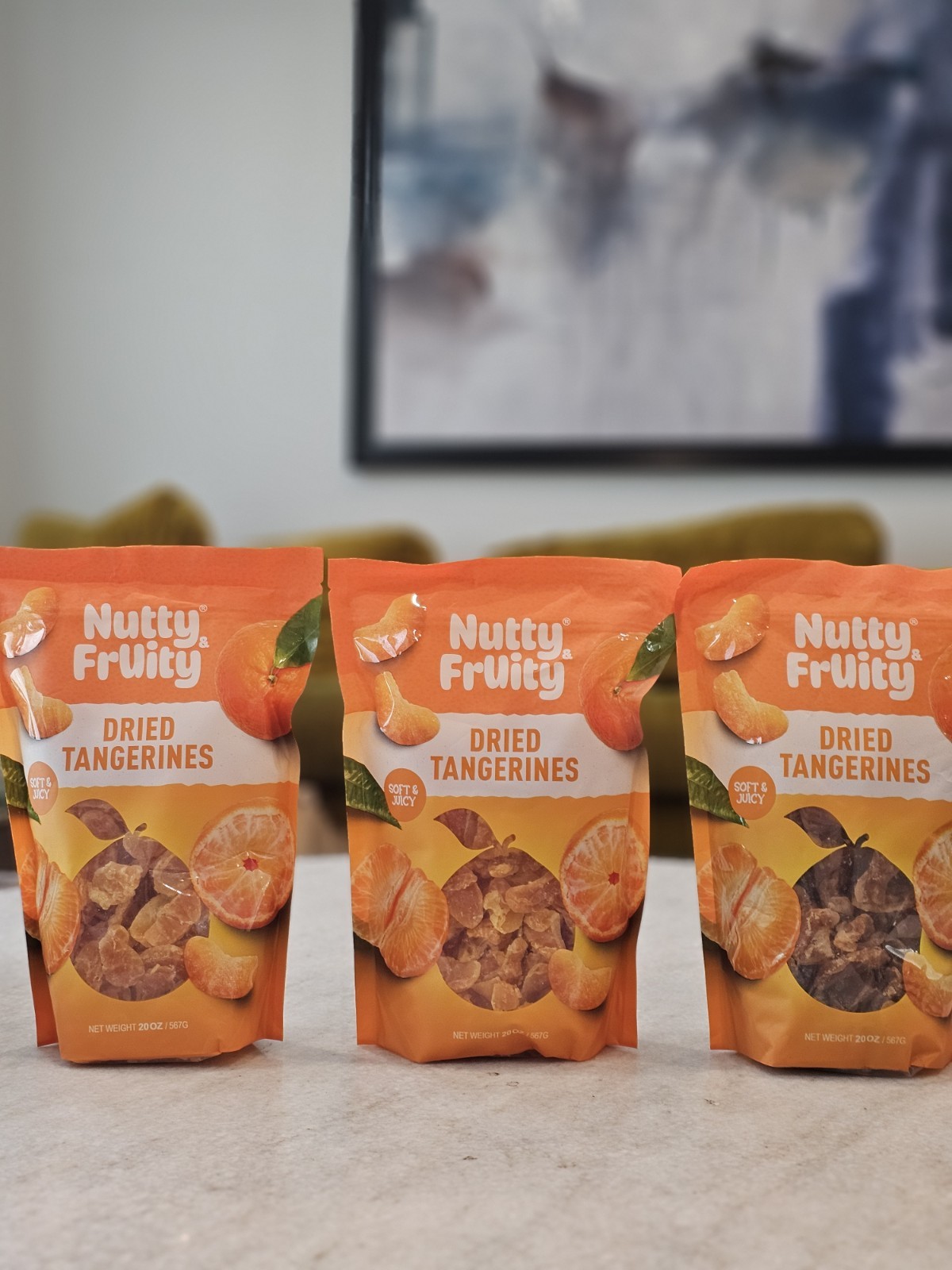3-Pack Nutty & Fruity Soft & Juicy Dried Tangerines, 20 oz Each