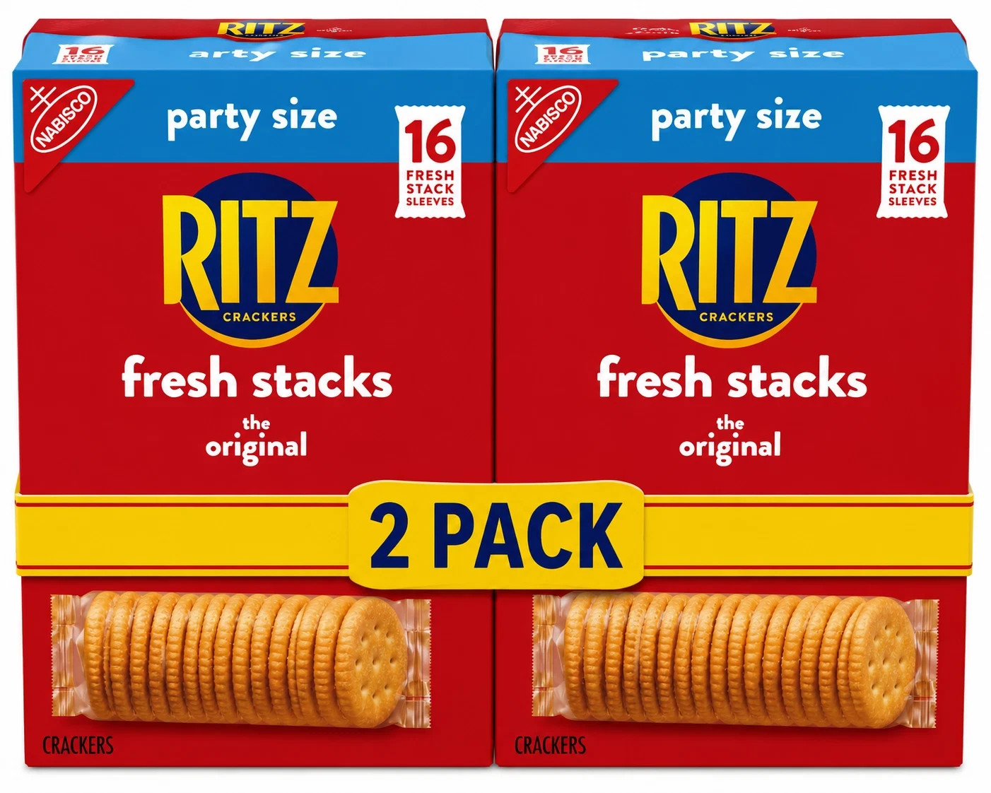 (2 pack) RITZ Fresh Stacks Original Crackers, Party Size, Travel Snacks,23.7 oz