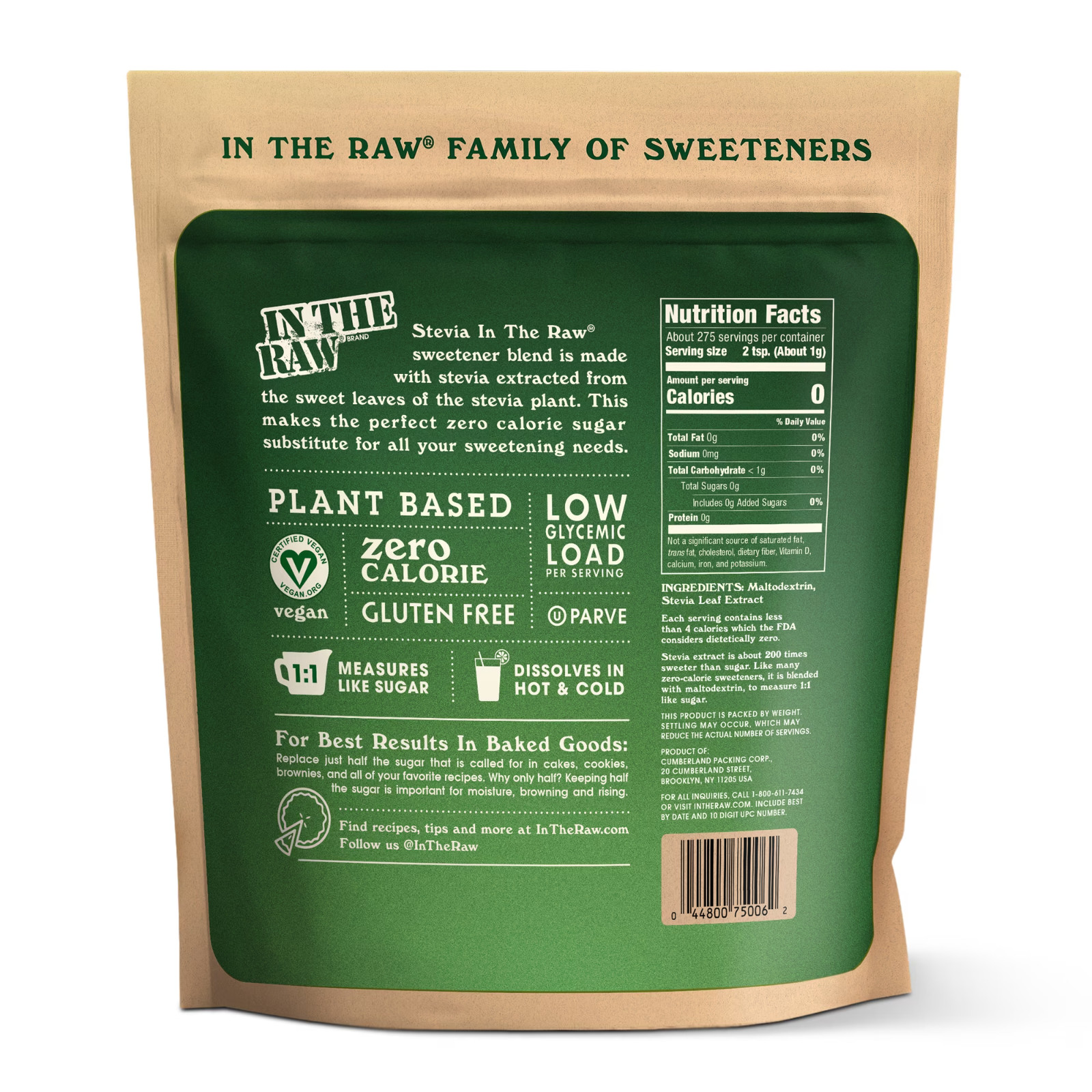 exp: 07/18/2026 Stevia In The Raw Bakers Bag, Plant Based Zero Calorie