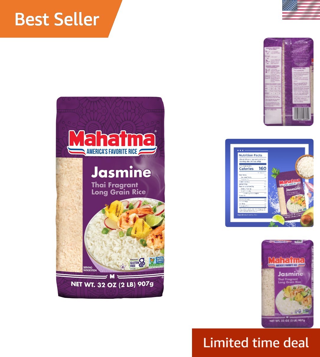 Jasmine Rice, Fragrant Thai Rice, 2-Pound Bag | Aromatic rice for stovetop or…