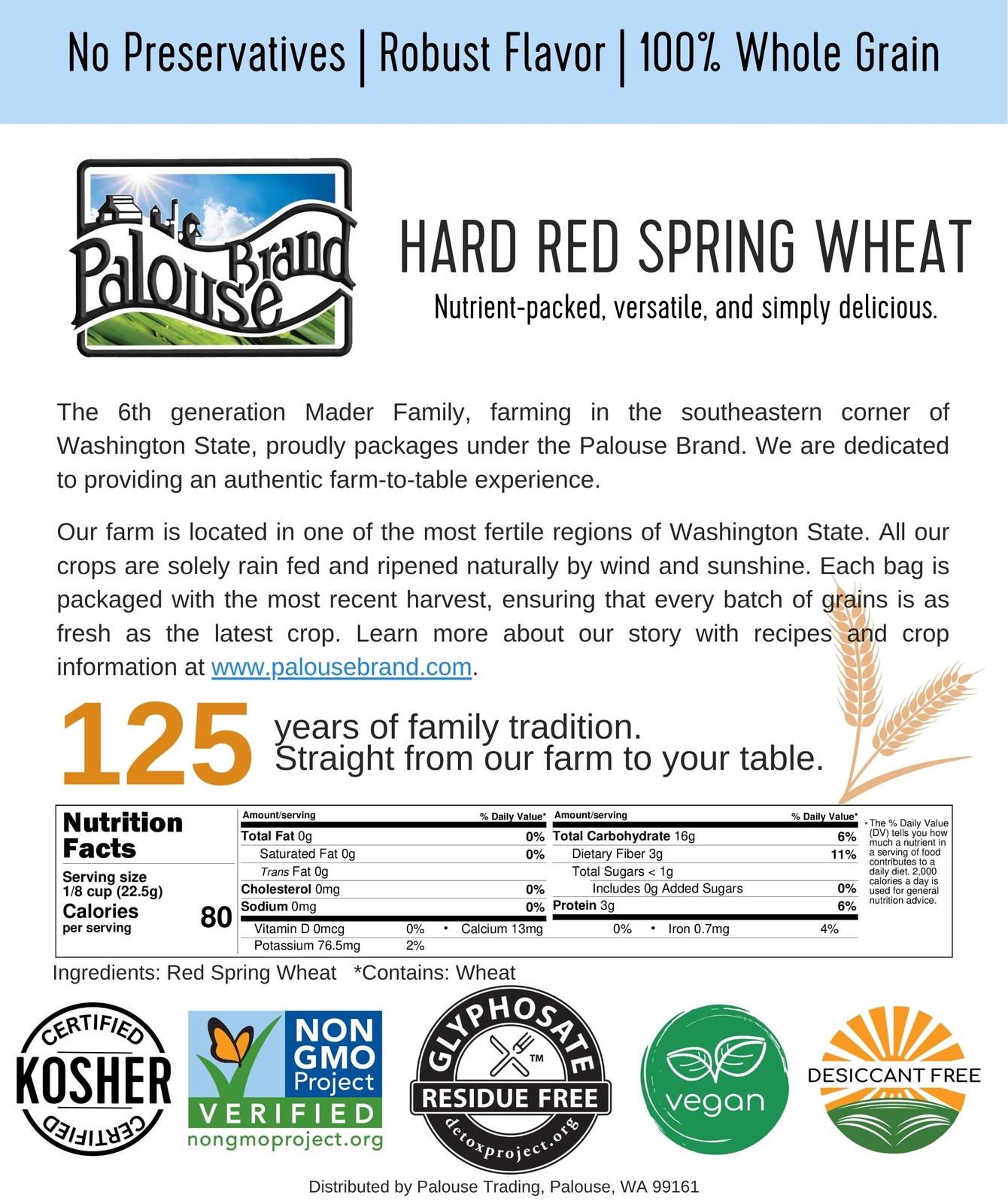 Palouse Brand 20 LBS Wheat Bundle: Hard & Soft White, Red Winter & Spring Wheat