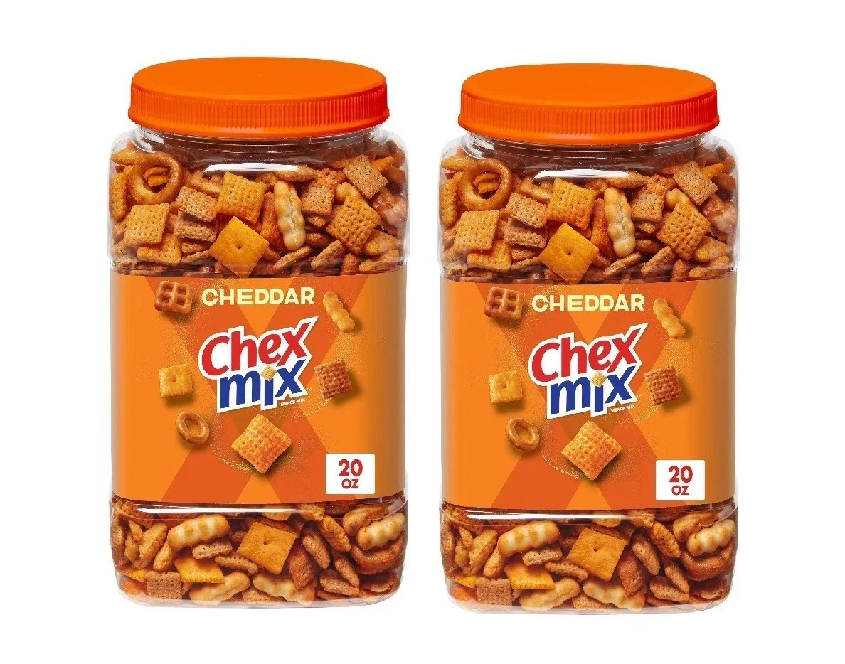 Chex Mix Cheddar Savory Snack Mix Salty Snacks Tub 20 oz Pack of 2
