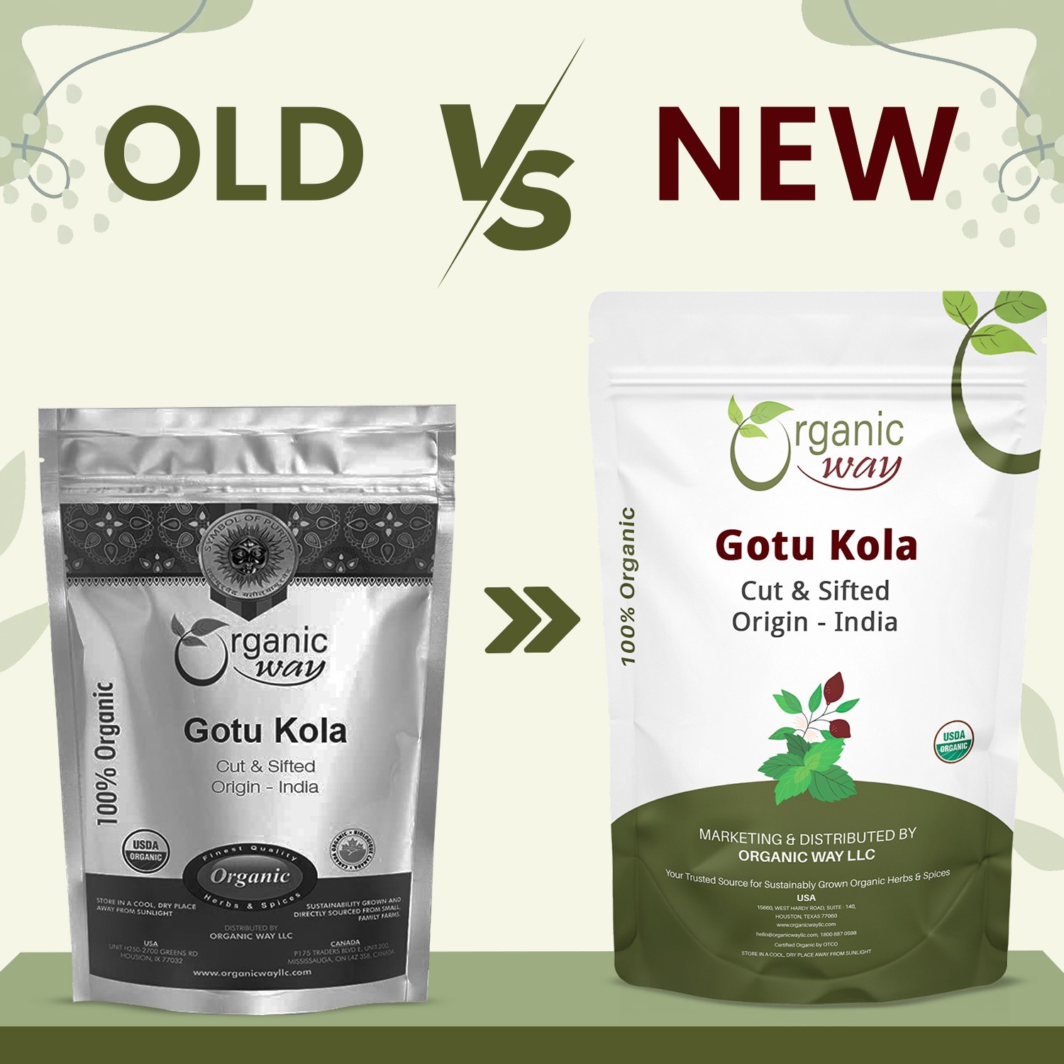 Organic Way Premium Dried Gotu Kola Cut & Sifted (Centella asiatica)