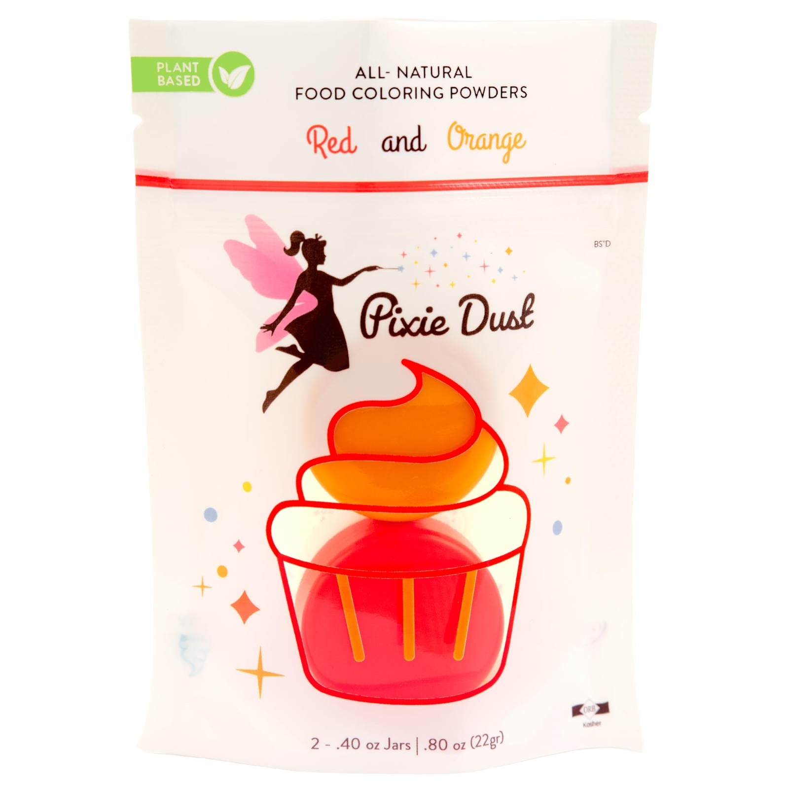 Dye-Free Food Coloring Powder Red & Orange 0.40 Oz (2 Jars) – Perfect