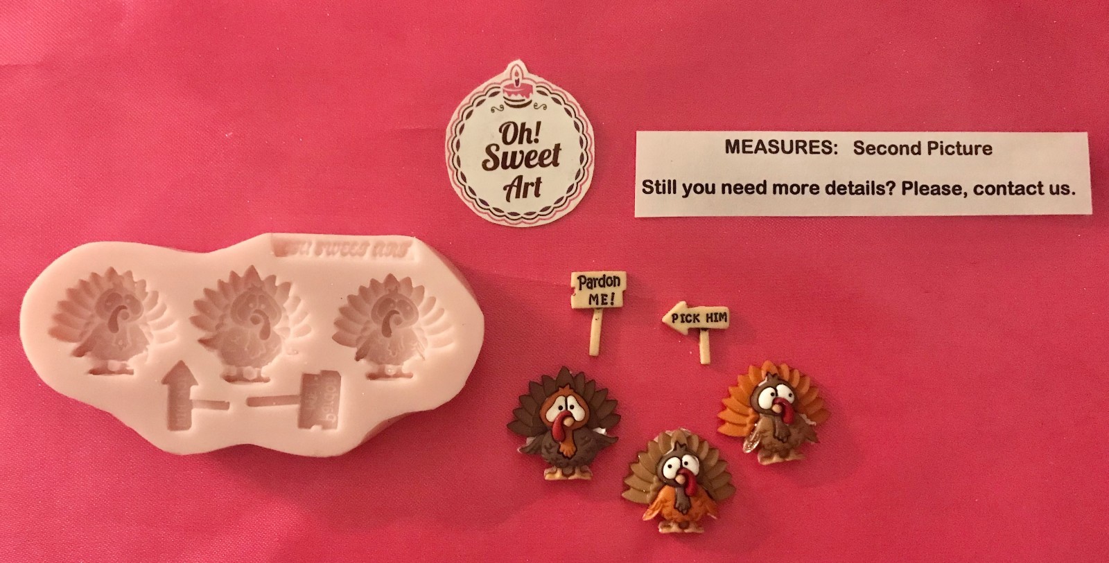 THANKSGIVING TURKEYS, animals Silicone Mold Food Cake Decoration soap FDA