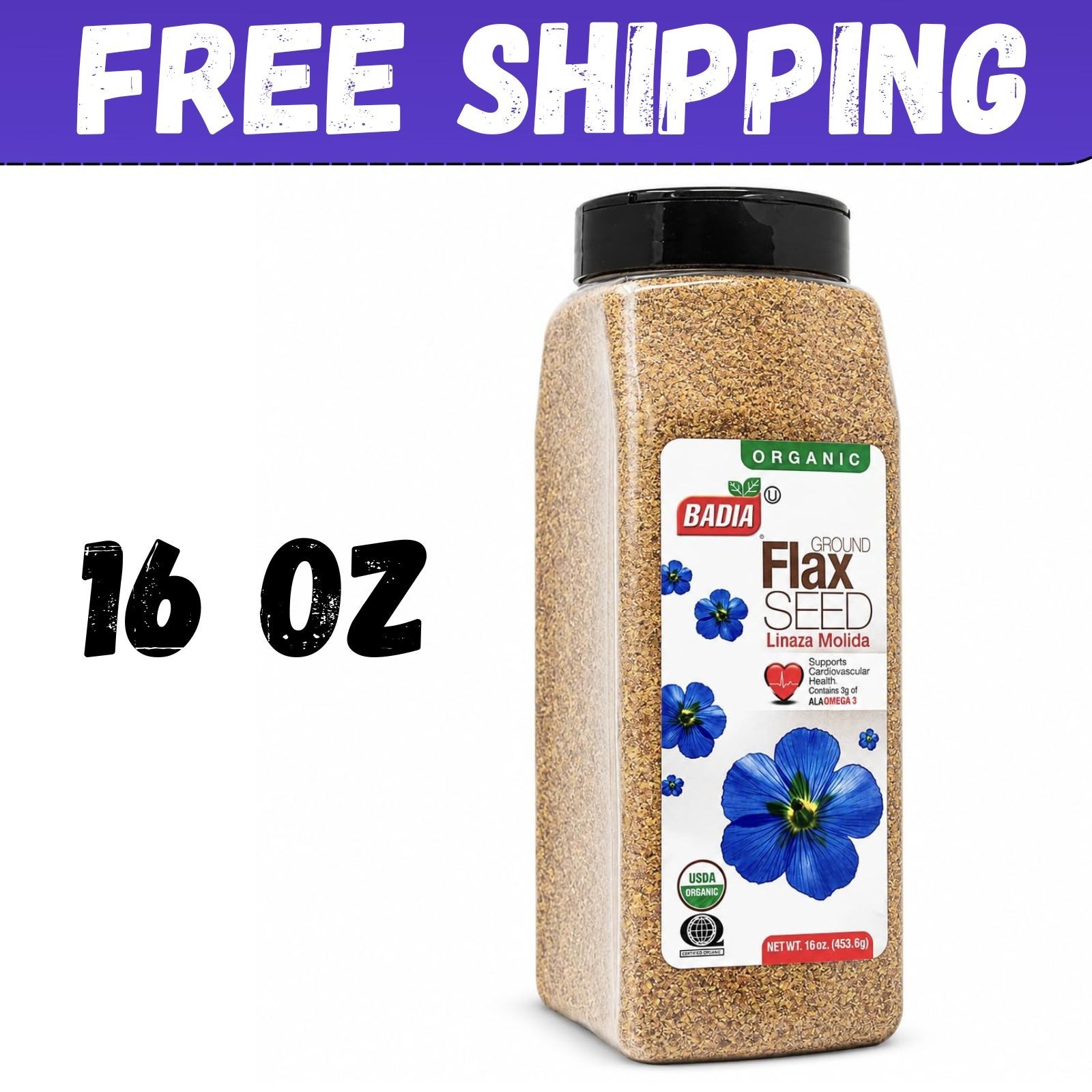 Badia Organic Flax Seed, Ground, 16-Ounce