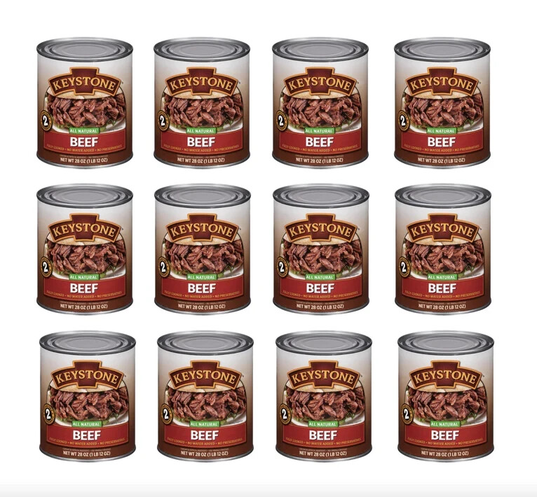 (12 Cans) Keystone Meats All Natural Beef Fully Cooked 28oz No Preservatives ✅