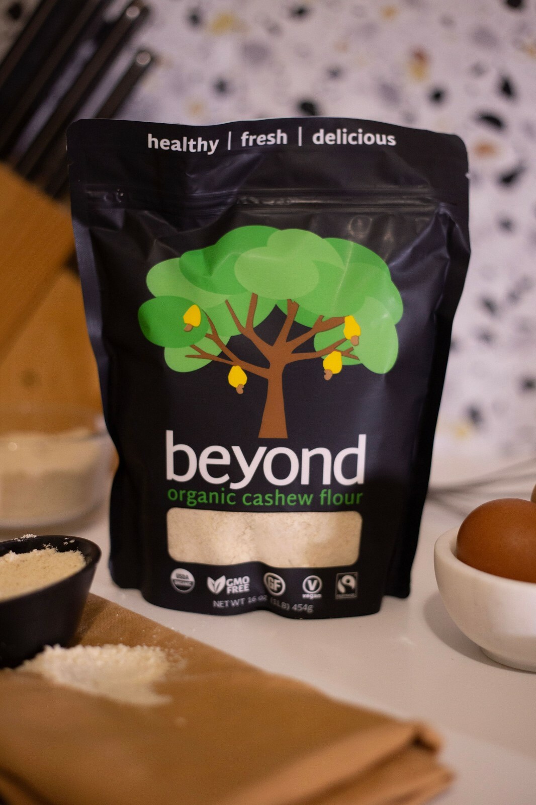 RAW ORGANIC CASHEW FLOUR- 2 LB by beyond (Non-GMO, Fairtrade, Vegan)
