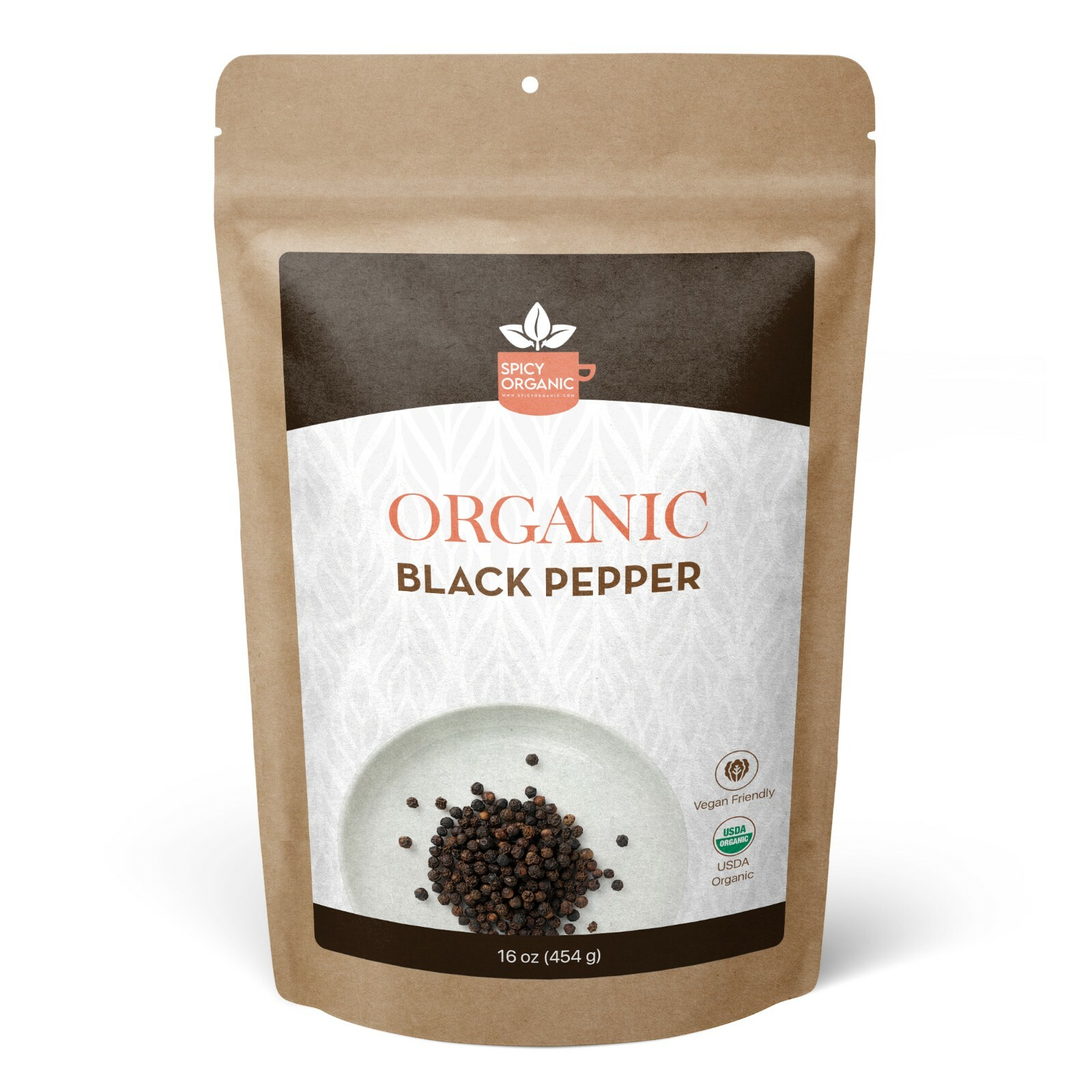 Organic Black Pepper – Dried Whole Peppercorns – 16 OZ