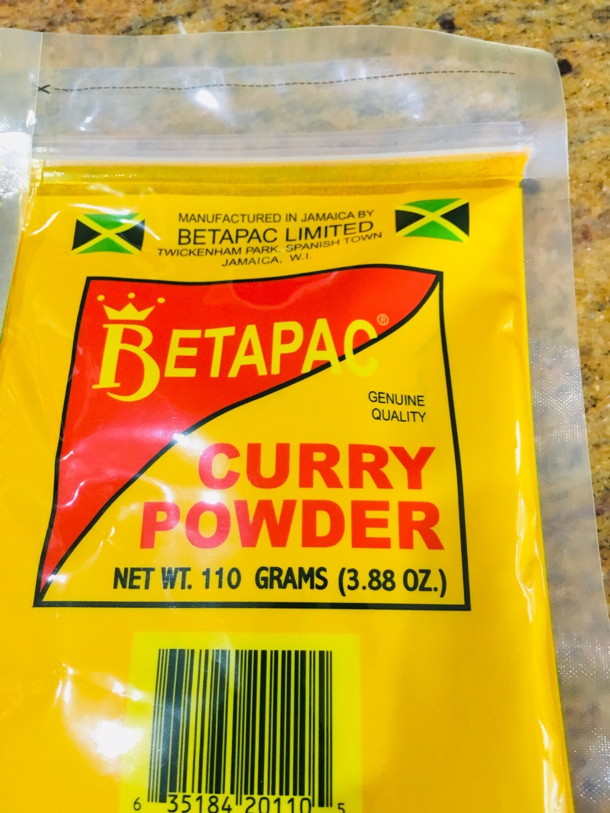 100% Jamaican Curry Powder Seasoning BetaPac 3.88oz(110 Grams) Packet