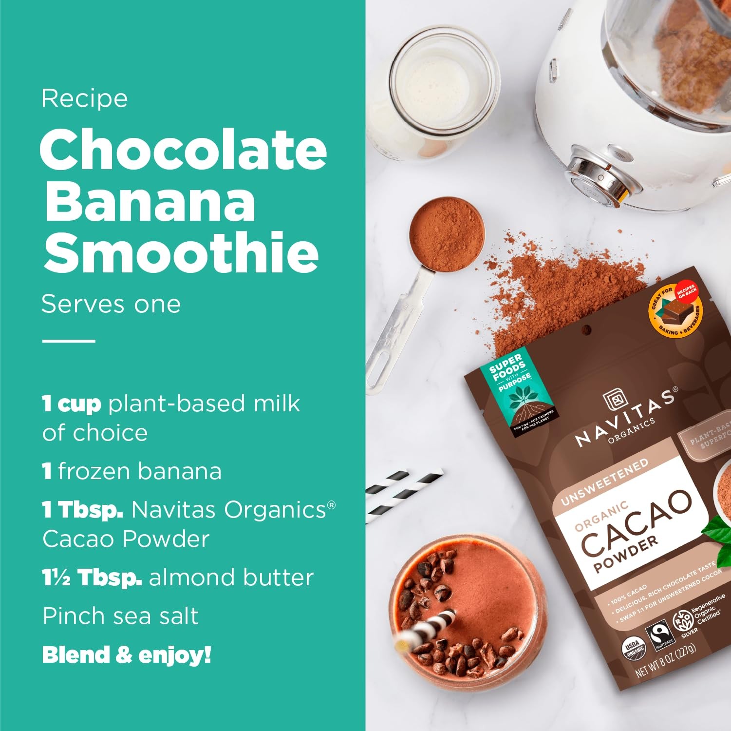 Organic Cacao Powder – Non GMO, Fairtrade, Gluten Free, 24oz, 113 Servings