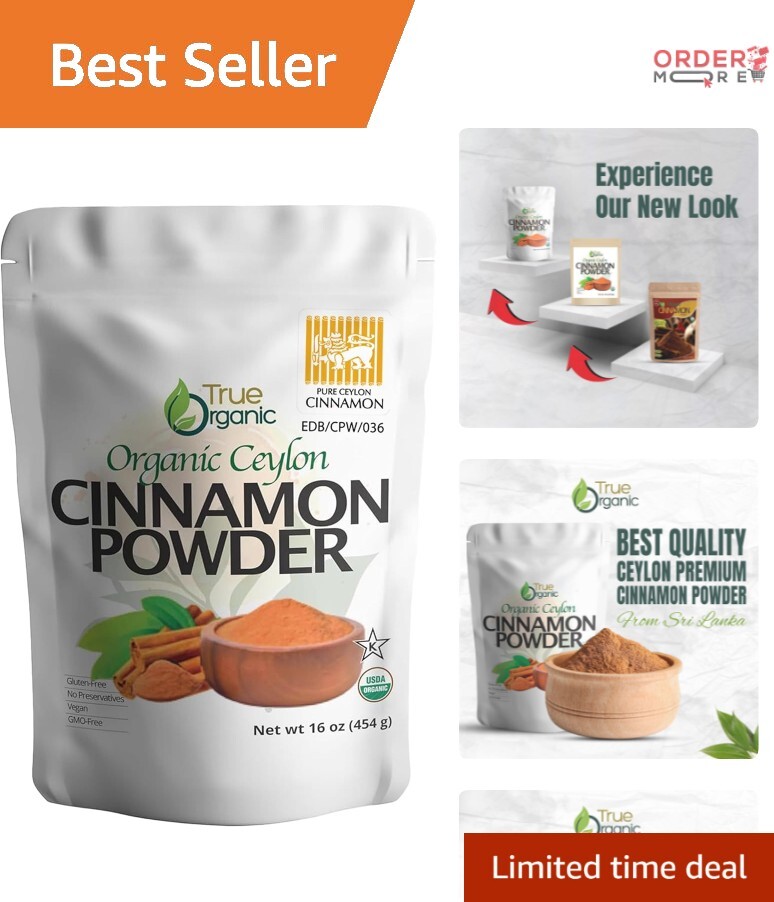 Bulk Ceylon Cinnamon Organic Powder, 1 lb – Flavor with Health Benefits