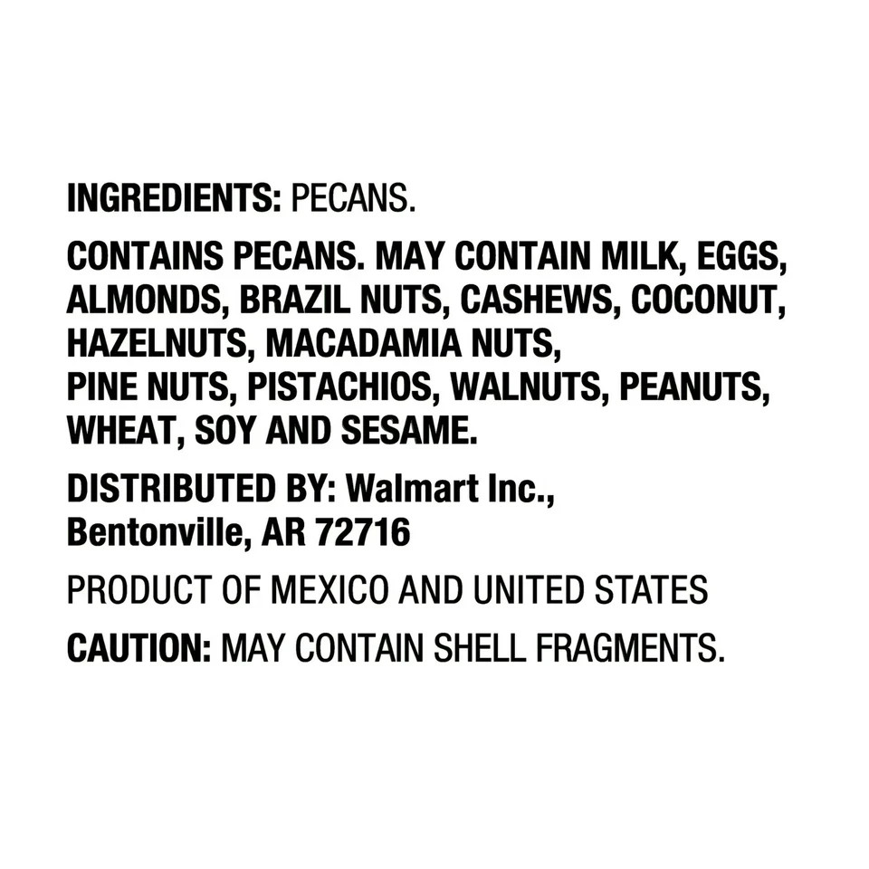 Great Value Pecan Halves 8 oz Fresh Baking Nuts Snack