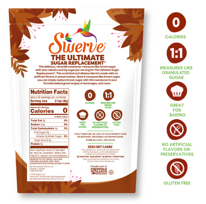 Swerve Ultimate Sugar Replacement Sweetener, Brown Sugar Substitute, Zero Calori