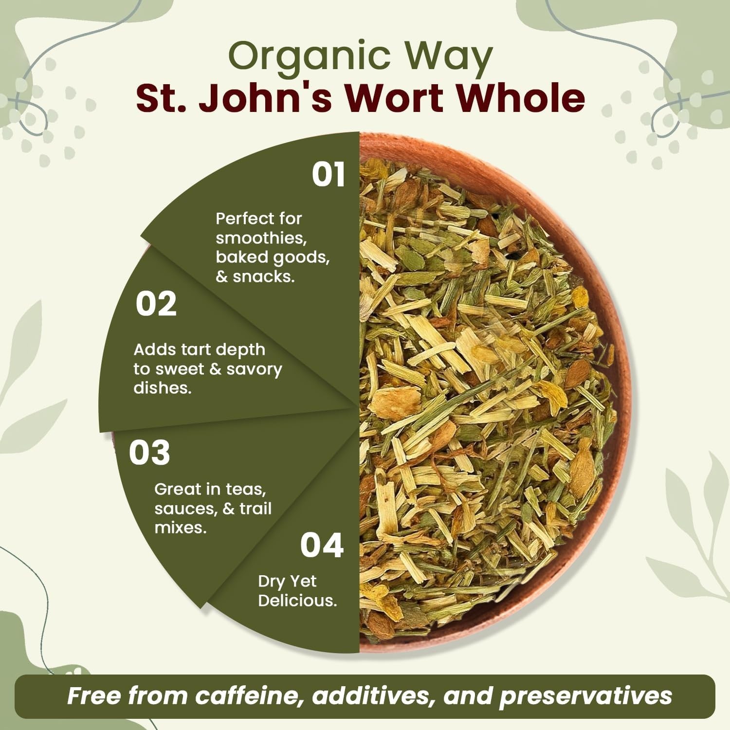 Organic Way St. John’s Wort Whole – Organic, Kosher & USDA Certified