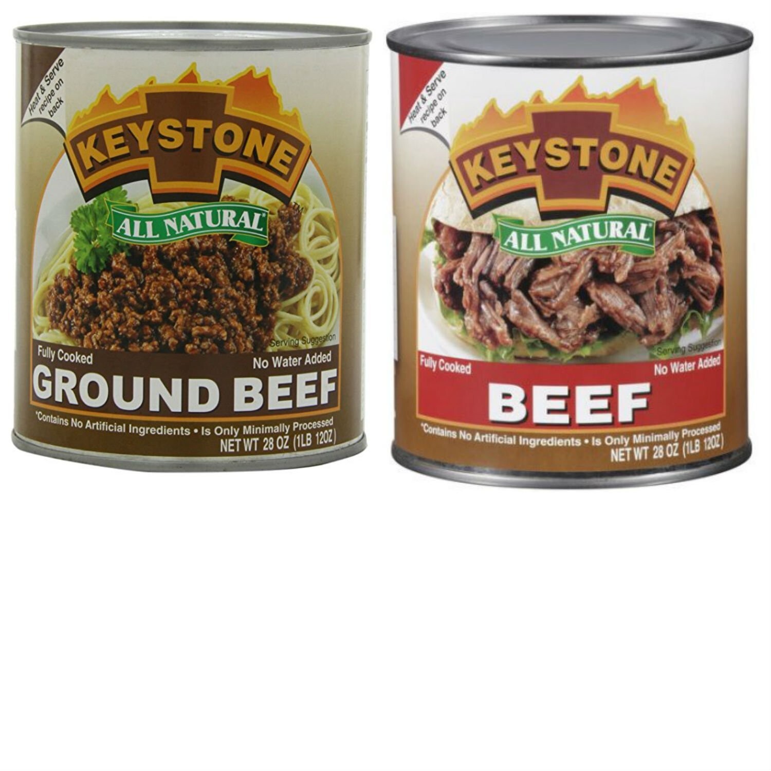 (8 Cans – 4 of Each) Keystone All Natural Ground Beef + Beef 28oz Camping Food✅