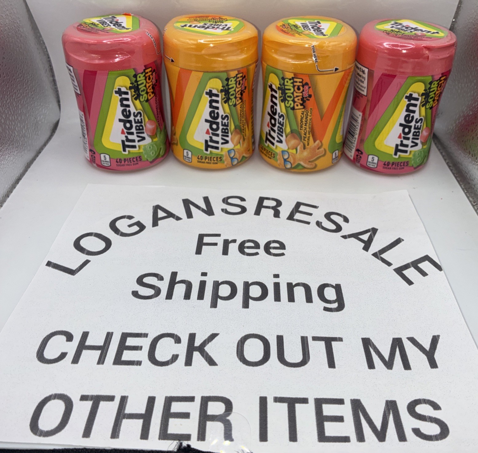 🍭 LOT Trident Sour Patch PEACH,WATERMELON Gum 4 Bottles 160 Pcs Sugar Free F/S