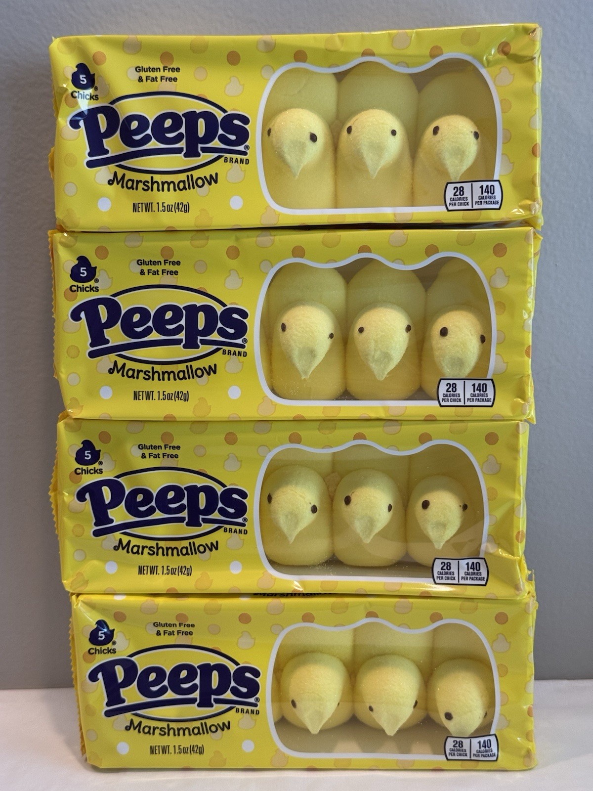 Peeps Yellow Marshmallow 5 Count 4 Pack 20 Total Peeps NEW Free Shipping
