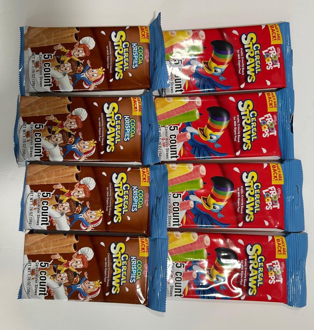 Kellogg’s Froot Loops Cereal Straws Cocoa Krispies 8 Pack of 5 Count 40 ct