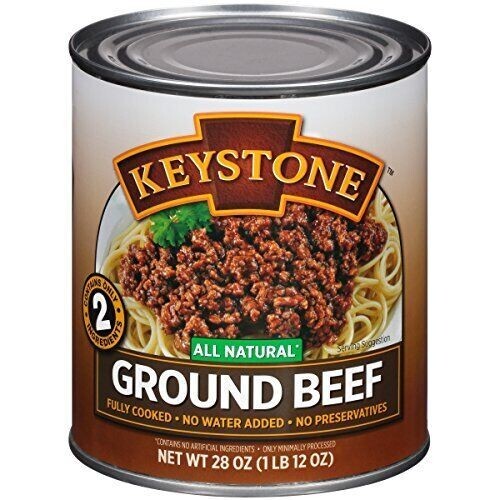 1 Can- Keystone Meats All Natural Ground Beef Fully Cooked 28oz No Preservatives