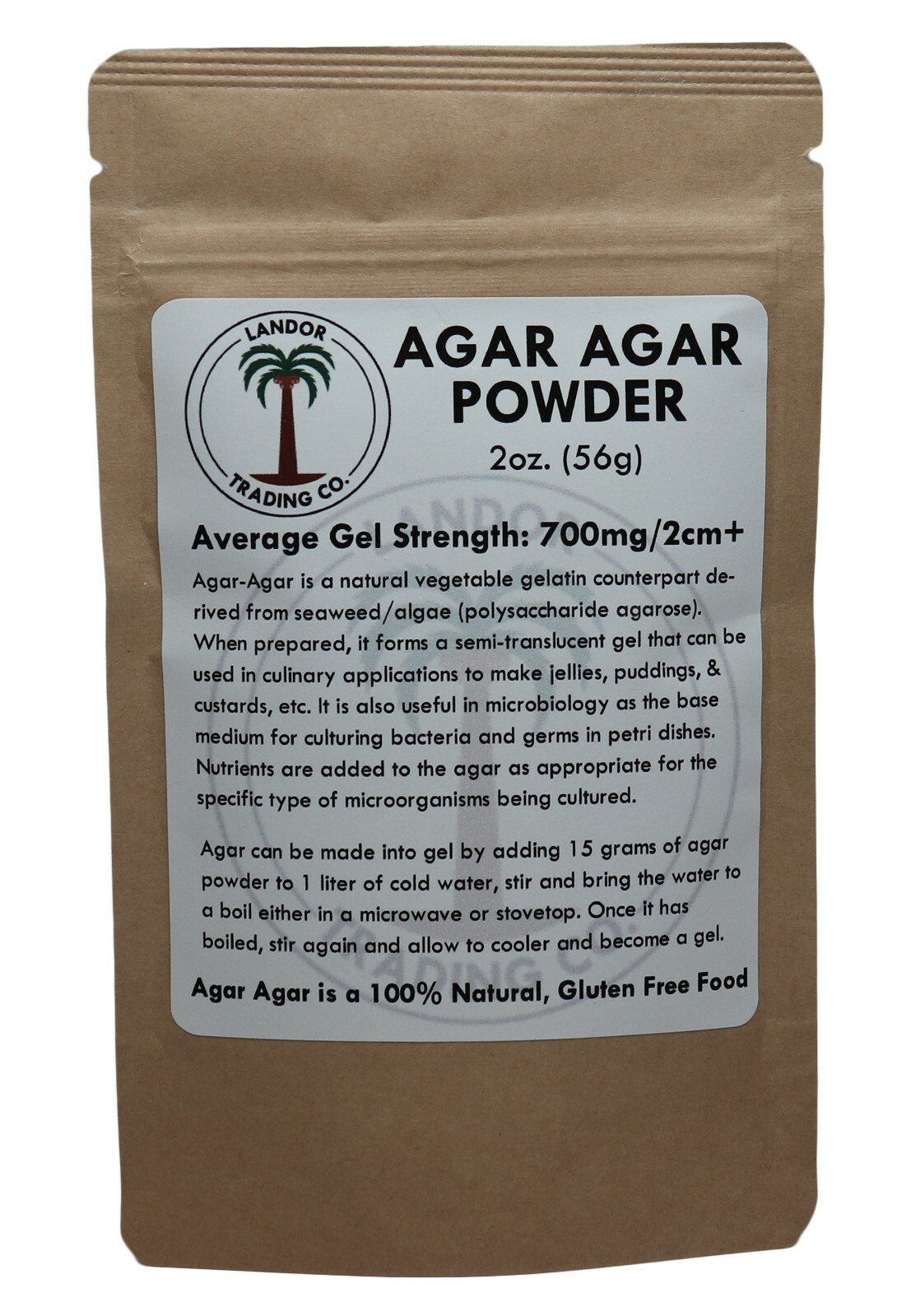 Agar Agar Powder 2oz (56 grams) – Average Gel Strength 700g/cm2