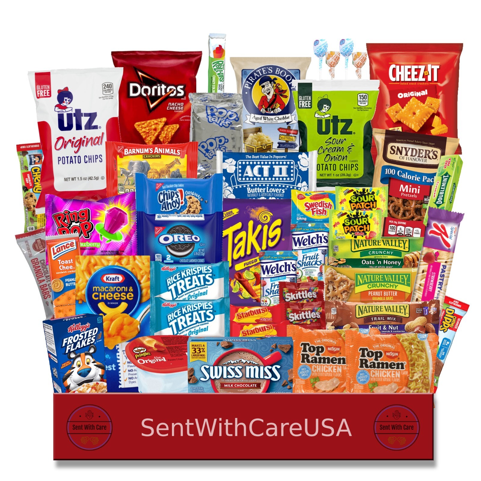 Snack Basket & Snack Box – American Snacks Candy Box – College Snack Box Gift