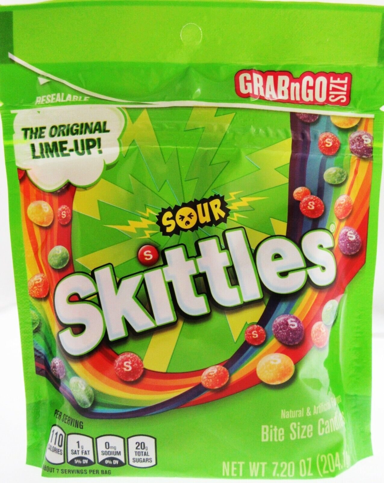 Sour Skittles® Chewy Candy American Candies 7.2oz Resealable Bag w/ Lime
