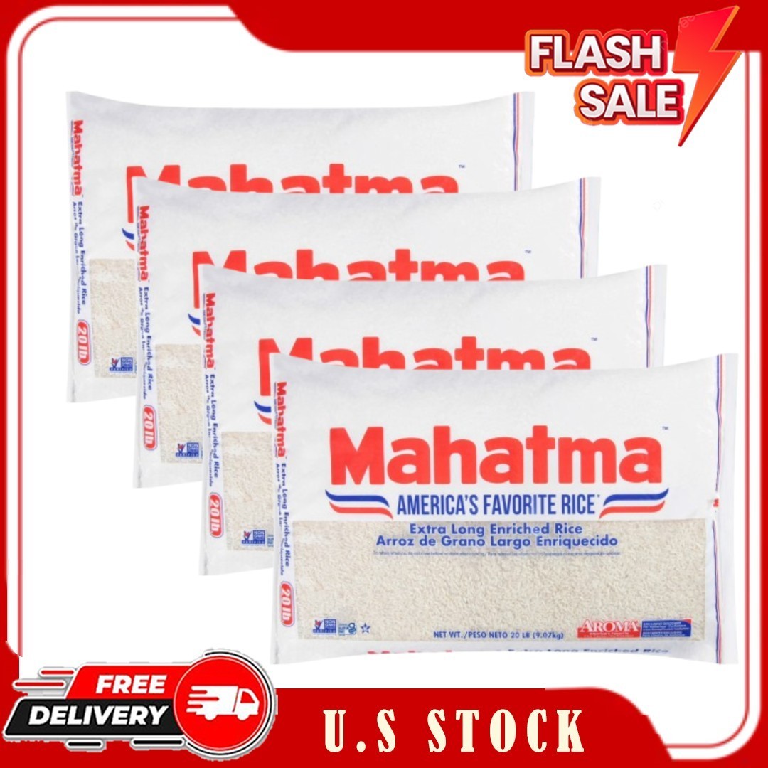 4 Bags Mahatma Enriched Extra Long Grain White Rice 20 lb Bag