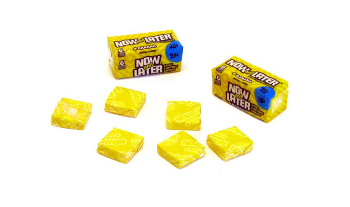 Now & Later Original Taffy Chews Candy, Banana, 0.93 Ounce Bar, Pack of 24